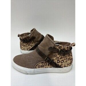 Blowfish Women's Size 6M Shoes Brown White Leopard Mid Top Trainer Sneakers. EUC